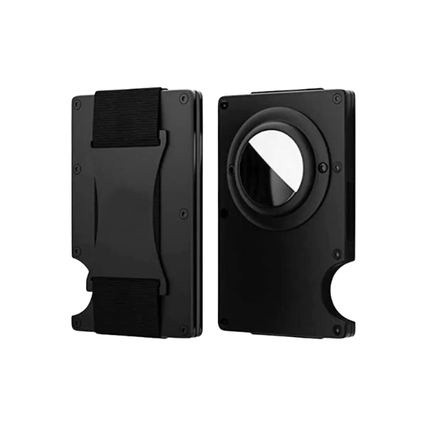 Two black camera lens protectors on a white background